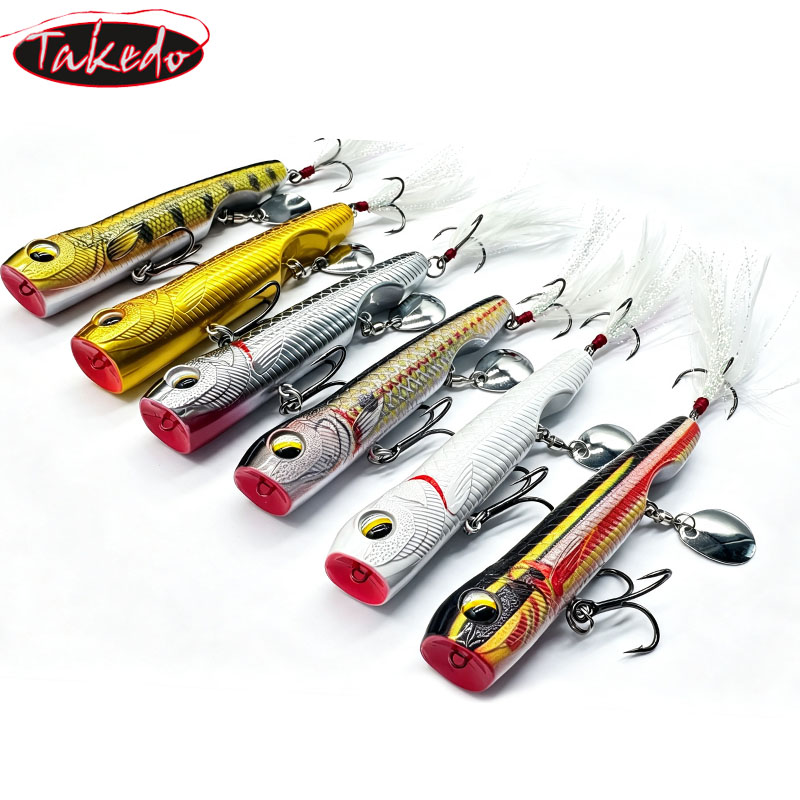 Fishing Hook Treble - เหยื่อตกปลา TAKEDO 10G ท็อปวอเตอร์ป๊อปเปอร์ พร้อมลูกปืนหมุน ช้อนสปินเนอร์